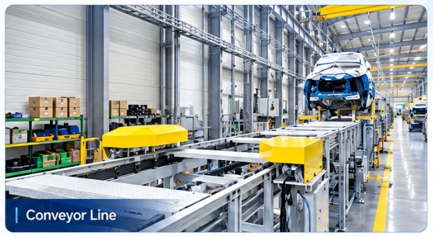 Slat conveyor line